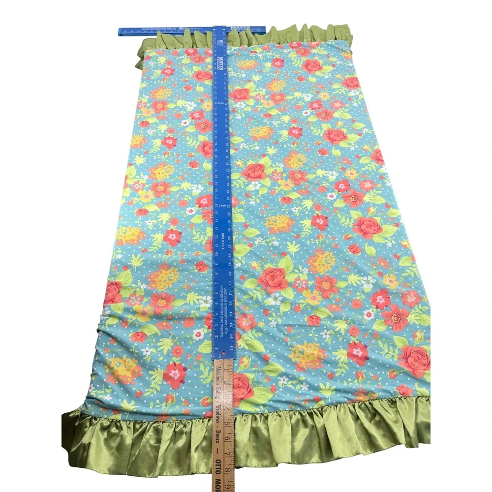 Matilda Jane Floral Baby Blanket Blue Green Ruffle Satin Trim 56x56